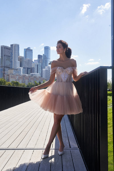 cocktail dress sm department store Off-The Shoulder Mini – HAREM's Brides 407 Width:Medium - M formal sm department store evening gowns 2025 New Women's Print