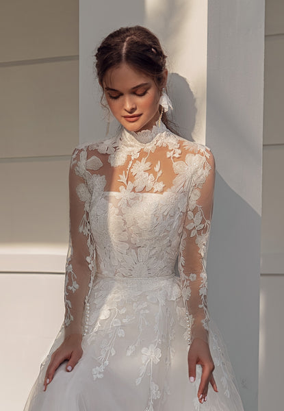 wedding dress bolero lace Italia Bridal Bolero (Ivory) Long Sleeves