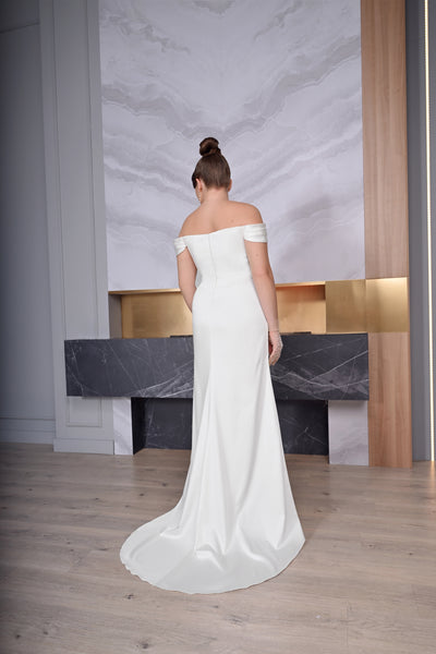 fitted lace wedding dress Off Shoulder Wedding Dress - Tulle Mermaid Wedding Gown