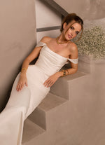Off-Shoulder Minimalist Mermaid Wedding Dress