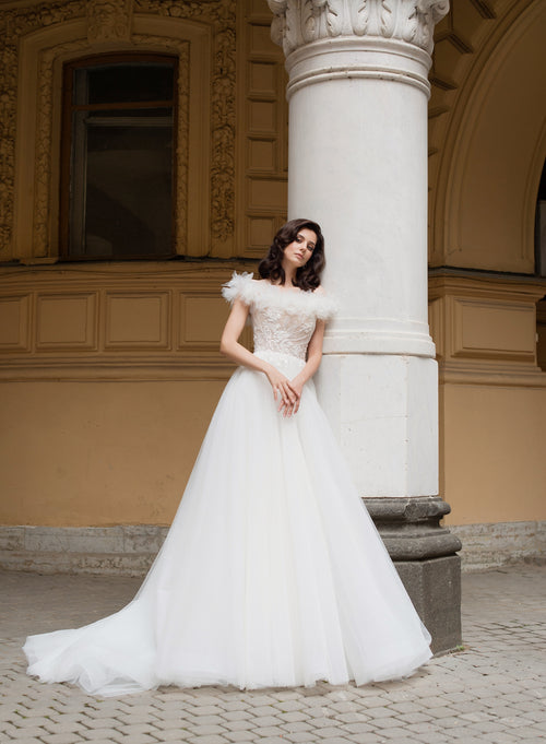 Off-Shoulder A-Line Wedding Dress