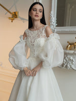 High-Neck Wedding Gown With Removable Sleeves