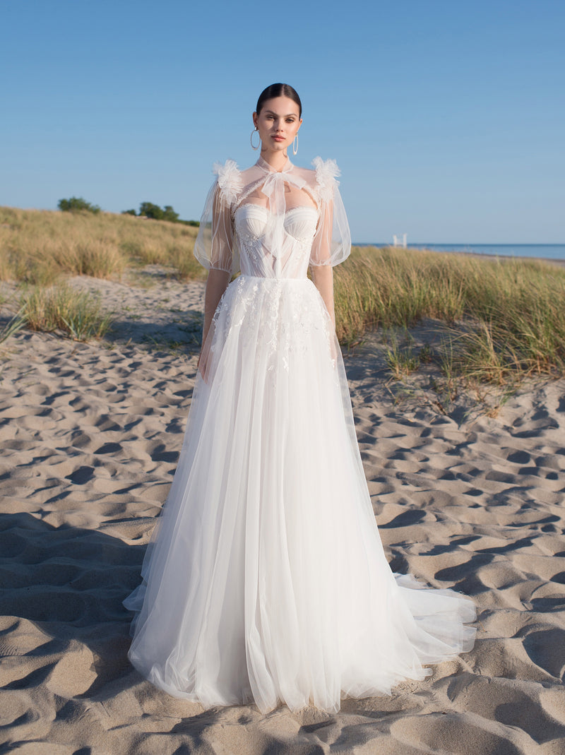 Sweetheart A-Line Tulle Wedding Dress with Bolero HAREM's Brides Sweetheart A-Line Tulle Wedding Dress with Bolero HAREM's Brides