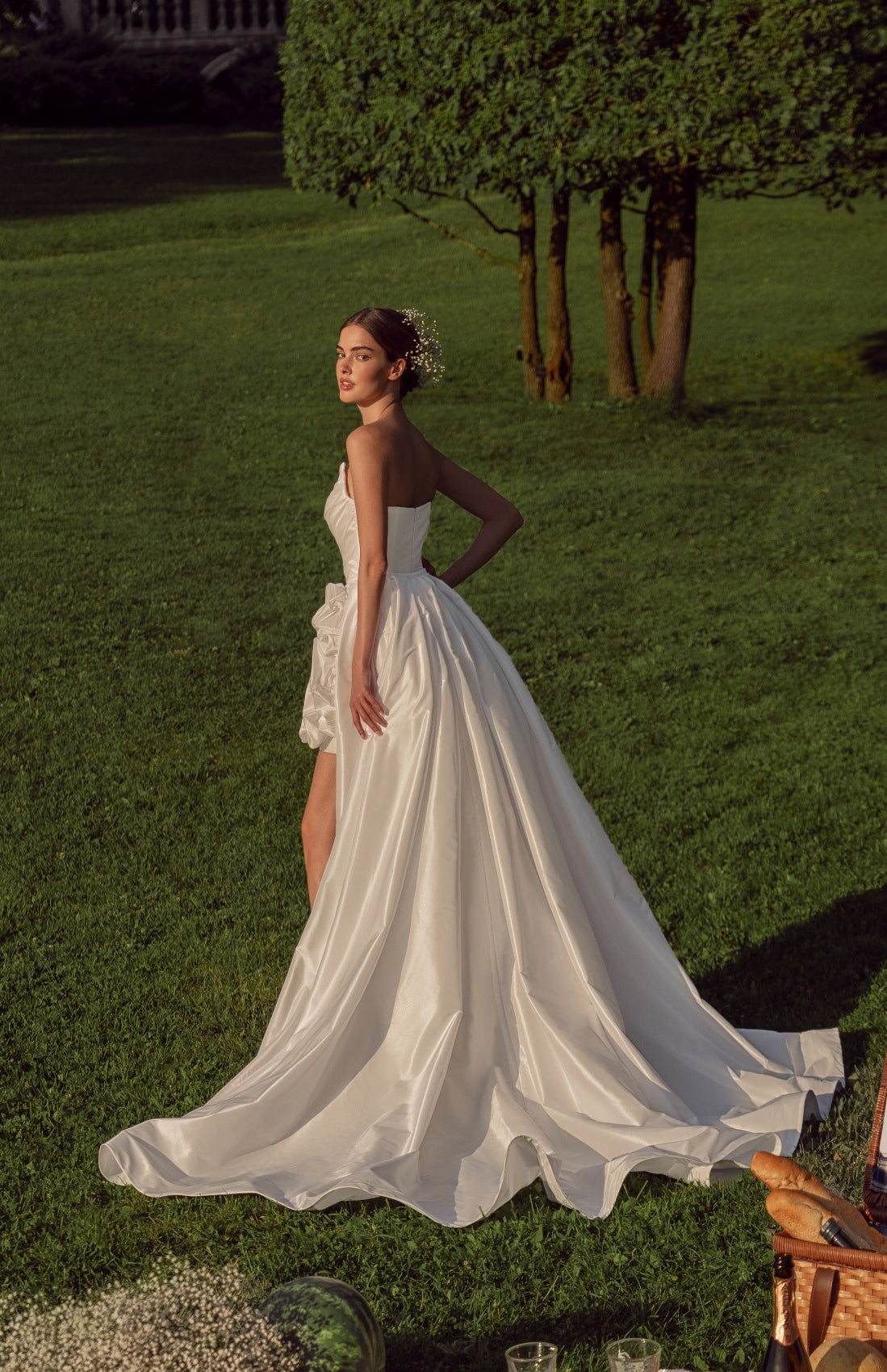 mini wedding dresses with train Satin Mini Wedding Dress With Detachable Train & Bow... From Verycute, $42.61