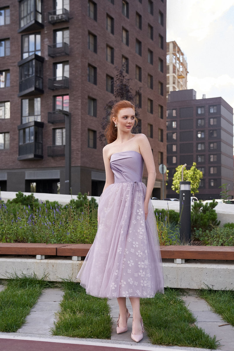 Corset Midi Floral Tulle Dress – HAREM's Brides