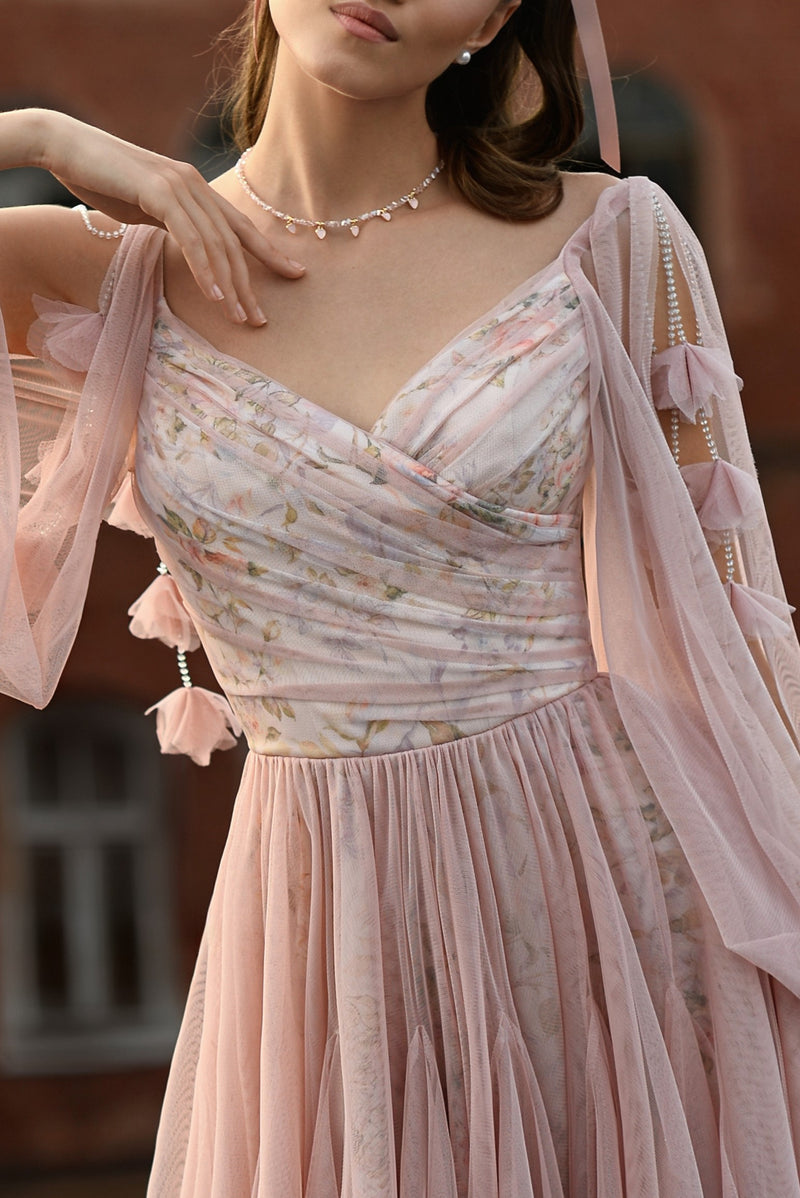 Long Sleeve Tulle Mini  Dress