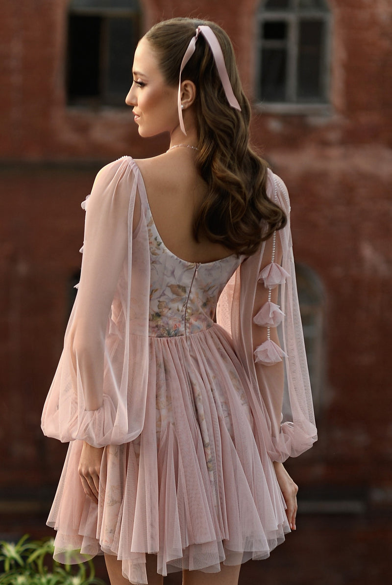 Long Sleeve Tulle Mini Dress HAREM's Brides Long Sleeve Tulle Mini Dress HAREM's Brides