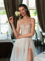 Sexy Spaghetti Strap Sweatheart  Illusion Sparkle Wedding Dress with Shorts