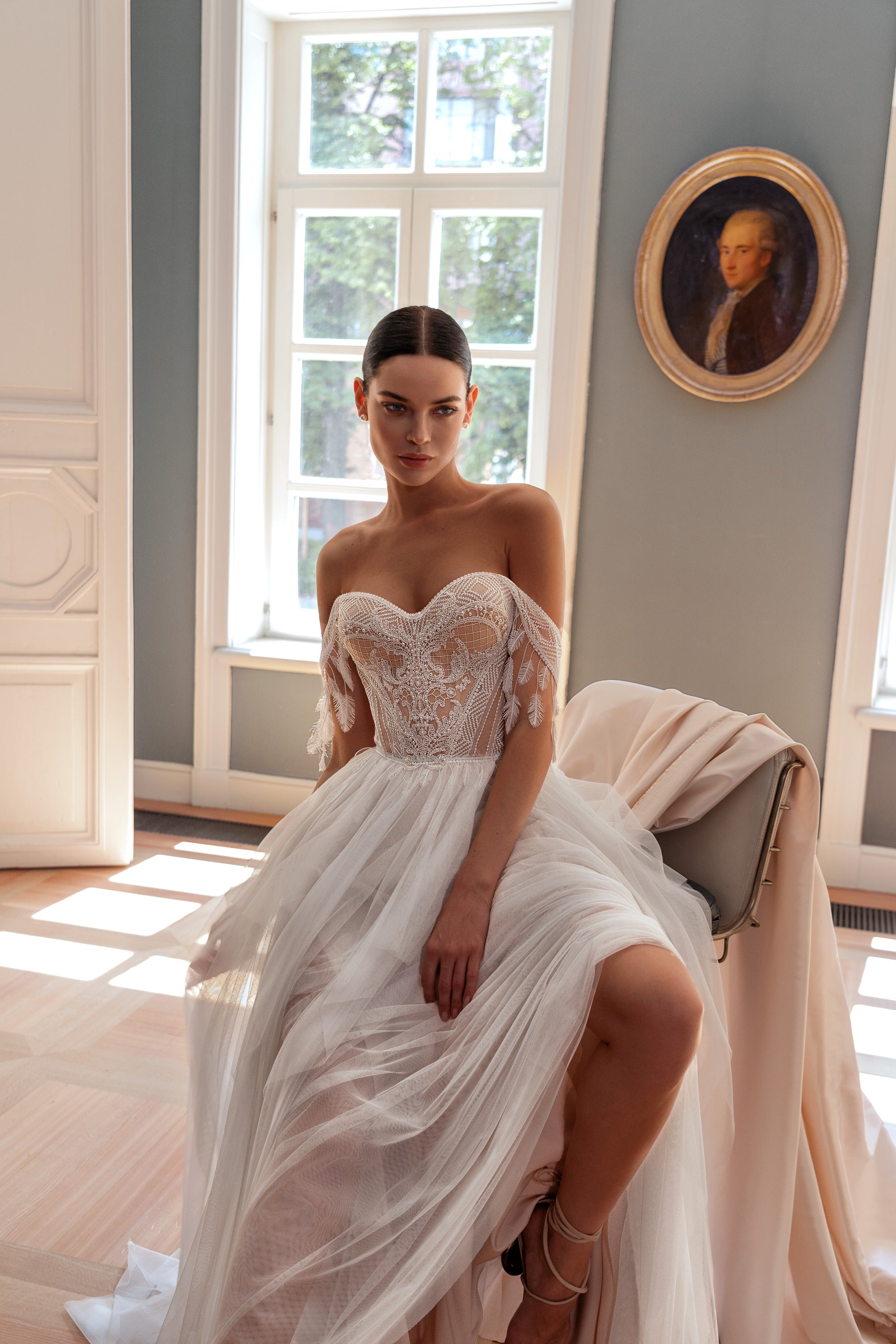 Bohemian A-Line Layers Wedding Dress with Removable Sleeves HAREM's Brides Bohemian A-Line Layers Wedding Dress with Removable Sleeves HAREM's Brides