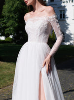 Off-Shoulder A-Line Long Sleeve Bridal Gown