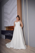 Sheer Long Sleeve Sweetheart A-Line Plussize Wedding Dress