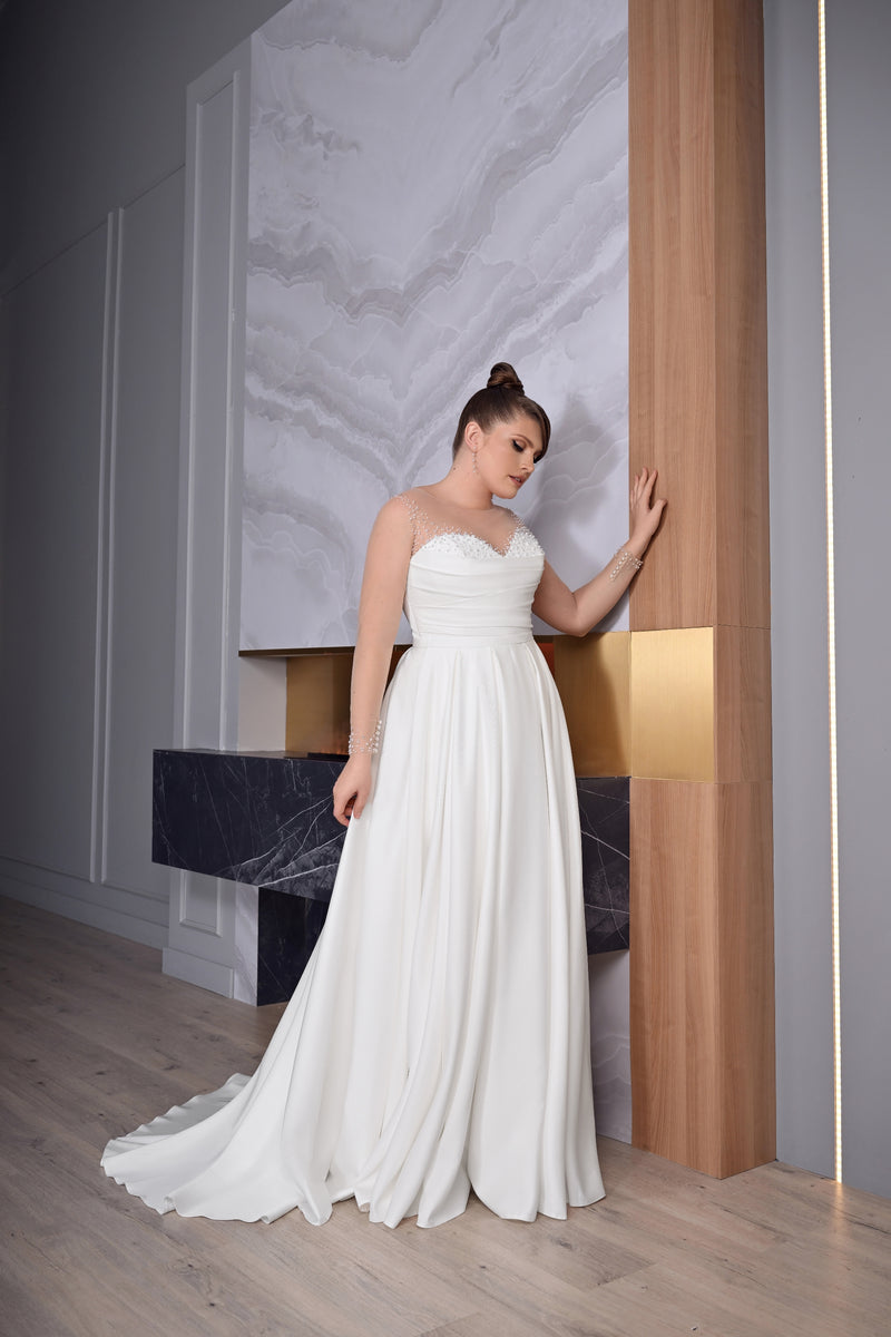 plus size sheer white dress Plus Size Sheer White Organza Dress With Taffeta Slip | Ethereal | Minimalist Bridal or Special Occasion Dress