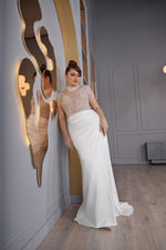 Short Sleeves Mermaid Plussize Wedding Dress