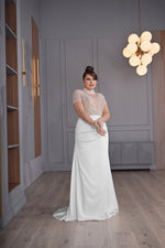 Robe de mariée sirène grande taille à manches courtes