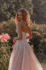 Strapless Lace Corset Wedding Dress with Detachable Sleeves & Choker | Garden Reverie Bridal