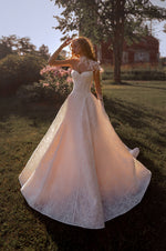 Strapless Lace Corset Wedding Dress with Detachable Sleeves & Choker | Garden Reverie Bridal