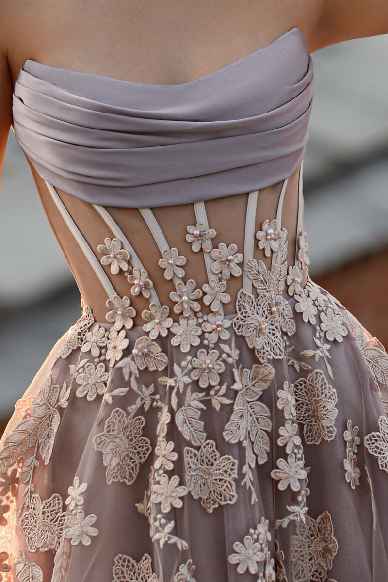 3D Flower Detail Strapless Midi Dress HAREM's Brides 3D Flower Detail Strapless Midi Dress HAREM's Brides