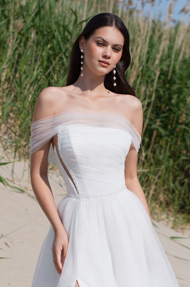 Off-Shoulder A-Line Wedding Dress