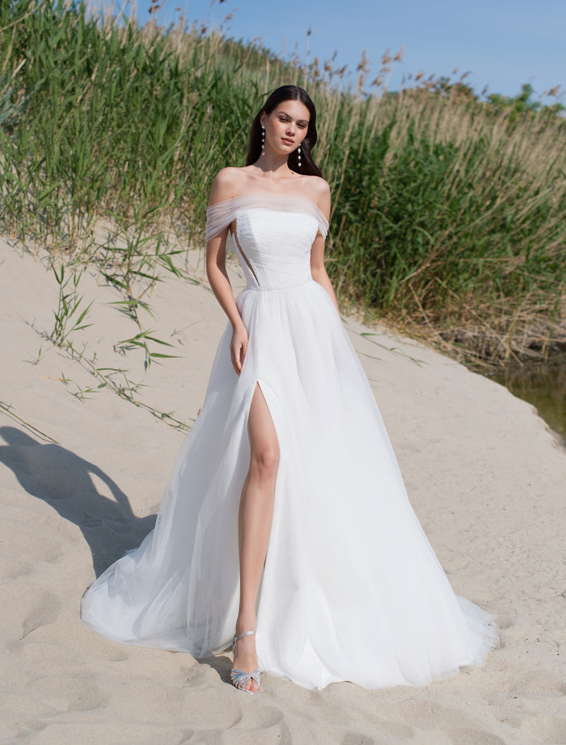 Off-Shoulder A-Line Wedding Dress