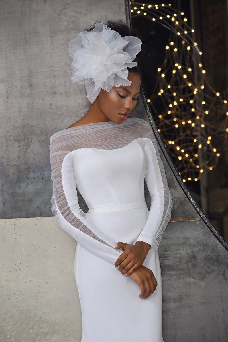 Robe de mariée minimaliste sirène à manches longues