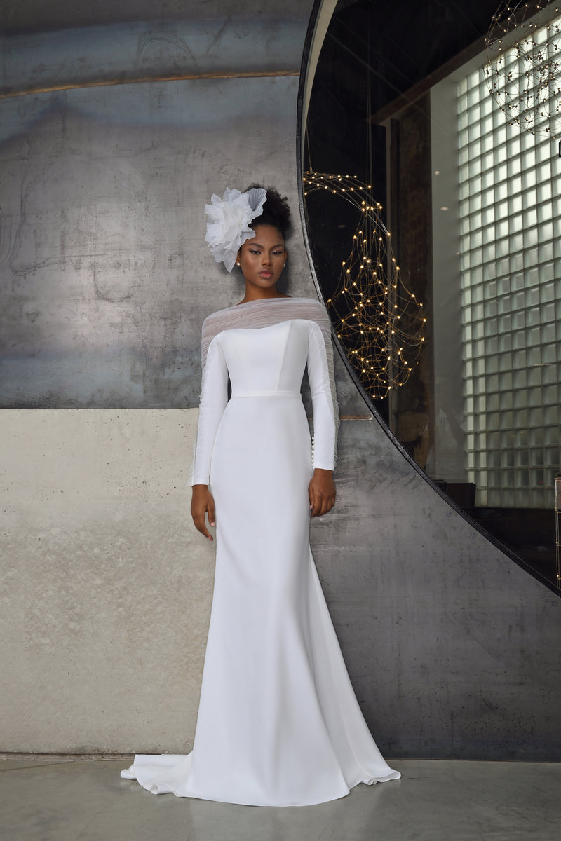 Long Sleeve Mermaid Minimalist Wedding Dress – HAREM's Brides