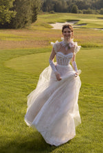 Exquisite Long Sheer Sleeve Sweetheart Wedding Dress