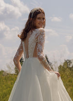 Long Sleeve V-Neck A-Line Wedding Dress