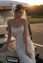 Strapless Fringe Pearly Bridal Dress