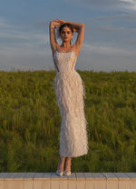 Strapless Fringe Pearly Bridal Dress