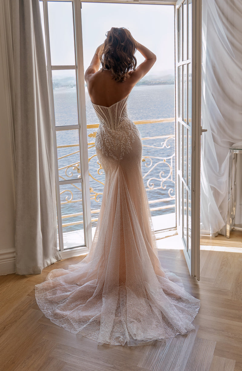 strapless backless mermaid wedding dress Strapless Lace Mermaid Wedding Dress