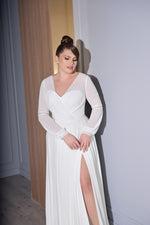 Long Sleeves A-Line Wrap Plus Size Bridal Dress