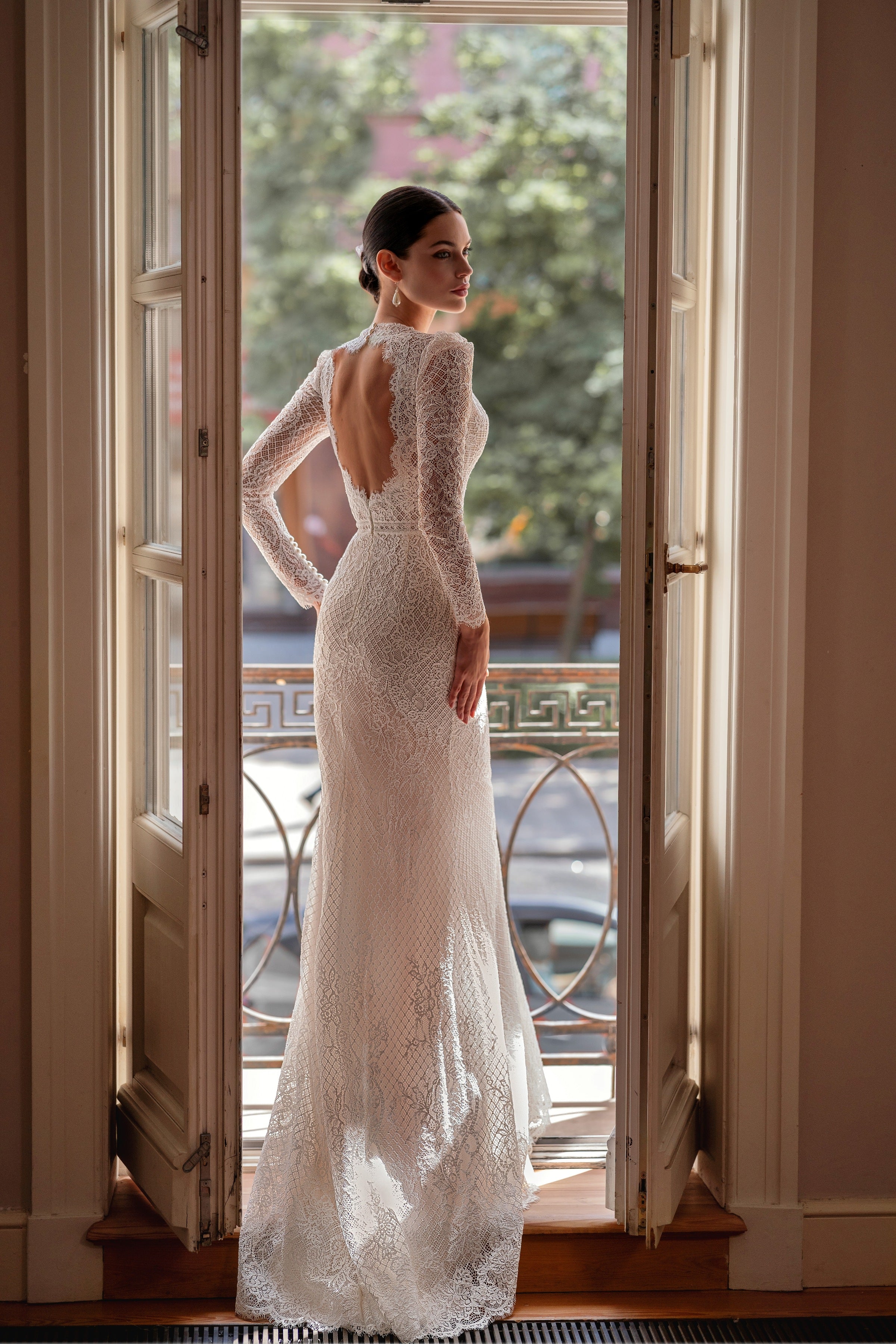 Long Sleeve Mermaid Lace Wedding Dress with Removable Train HAREM's Brides Long Sleeve Mermaid Lace Wedding Dress with Removable Train HAREM's Brides
