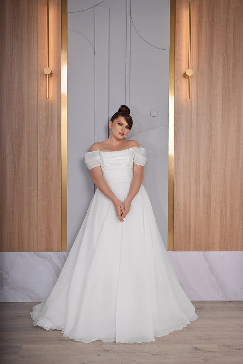 Exquisite Off-shoulder Plus-Size Princess Wedding Gown