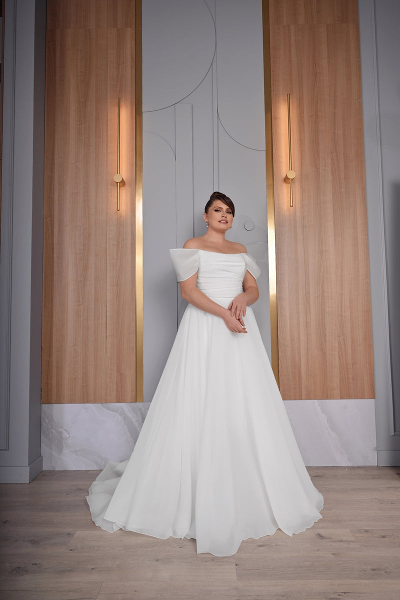 Exquisite Off-shoulder Plus-Size Princess Wedding Gown