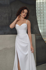 Spaghetti Strap A-Line Wrap Minimalist Wedding Dress