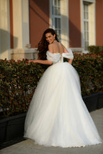 Off-Shoulder Glitter Ball Gown Wedding Dress