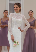 Long Sleeve High-Neck Mermaid Wedding Dress with a Gorgeous Back Detail