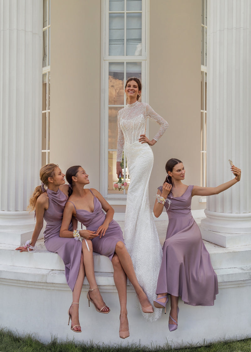 long sleeve wedding dress with bridesmaids 21 Long Sleeve Bridesmaid Dresses For Winter