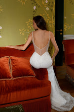 Starlit Grace Mermaid Wedding Gown with Removable Sleeve Cape
