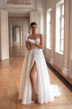 A-Line Spaghetti Strap Wedding Dress with Side Slit