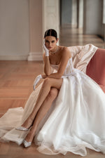 A-Line Spaghetti Strap Wedding Dress with Side Slit