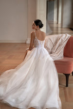 A-Line Spaghetti Strap Wedding Dress with Side Slit