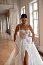A-Line Spaghetti Strap Wedding Dress with Side Slit
