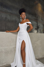 Off-Shoulder Mermaid Minimalist Sexy Bridal Dress With Overskirt
