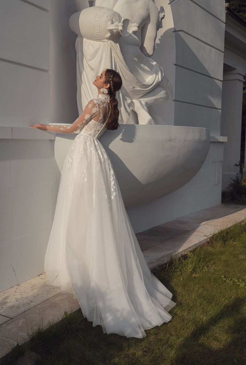 4 en 1 : robe de mariée en dentelle avec surjupe amovible et boléro