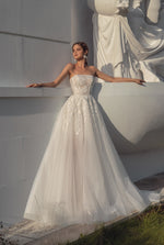 4 in One: Lace Wedding Dress with Removable Overskirt and Bolero