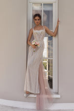 Vestido de novia de sirena brillante con escote cuadrado de lujo