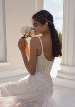 Luxury Square Neckline Shiney Mermaid Wedding Dress