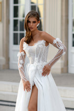 Ethereal Grace A-Line Tulle Wedding Dress with Draped Lace Corset