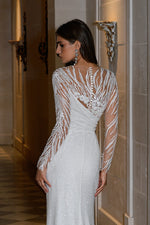 Modern Muse Sheath Wedding Gown with Asymmetrical Neckline